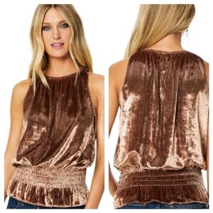 Ramy Brooke Copper Velvet Metallic Glitter Lonny Blouse Medium